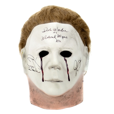 Jamie Lee Curtis, John Carpenter, Dick Warlock Autographed Halloween II 1:1 Scale Prop Replica Bloody Michael Myers Mask