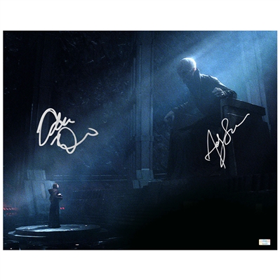 Adam Driver, Andy Serkis Autographed Star Wars: The Force Awakens Kylo Ren and Snoke 16×20 Scene Photo