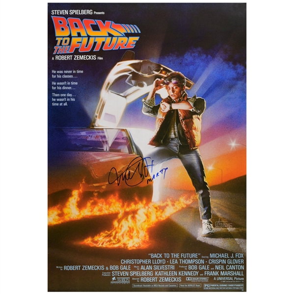 Michael J. Fox Autographed Back to the Future 27x39 Poster with MARTY Inscription!