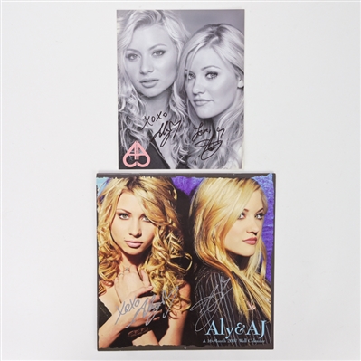 Aly & AJ Michalka Autographed 2007 Calendar and 8x10 Black and White Promo Photo 