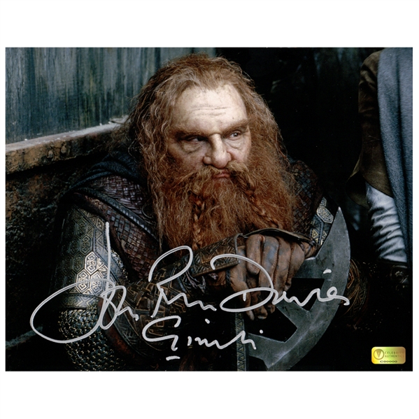 John Rhys-Davies Autographed Lord of the Rings Gimli Axe 8x10 Photo