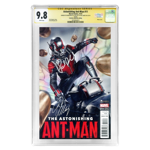 Paul Rudd and Evangeline Lilly Autographed Ant-Man #11 Celebrity Authentics Variant CGC SS 9.8