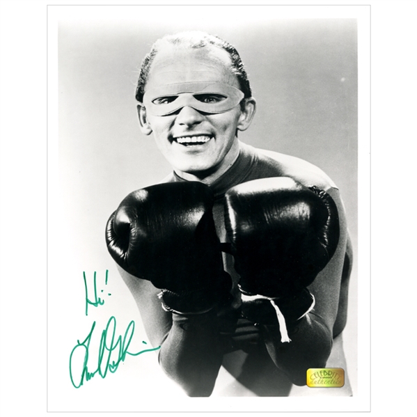 Frank Gorshin Autographed Riddler Boxing 8x10 Photo with Hi!’ Inscription