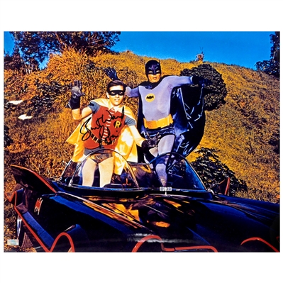 Burt Ward Autographed Classic Batman & Robin Attack 16x20 Photo with Robin Inscription