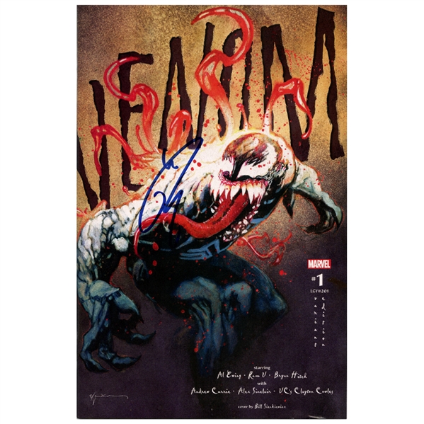 Tom Hardy Autographed Venom #1 2021 Bill Sienkiewicz 1:25 Incentive Variant Marvel Comic