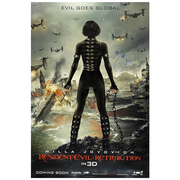 Milla Jovovich Autographed 2012 Resident Evil Retribution 27x40 Original Double-Sided Movie Poster  