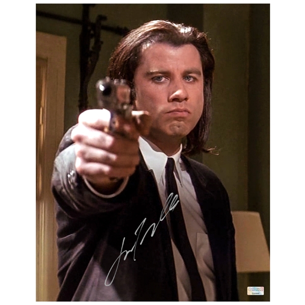 John Travolta Autographed Pulp Fiction Vincent Vega Hitman 11x14 Photo