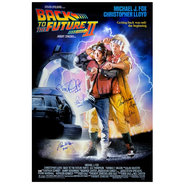 Michael J. Fox, Christopher Lloyd, Thomas Wilson and Lea Thompson Autographed 1989 Back to the Future Part I 27x39 Single-Sided Movie Poster