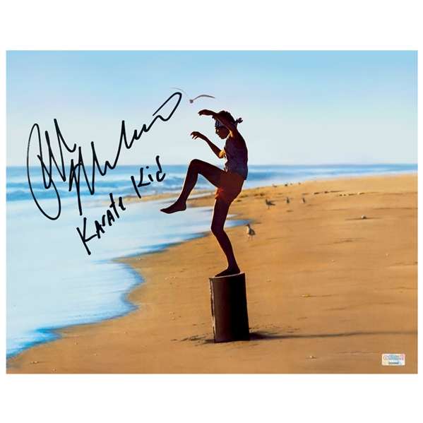   Ralph Macchio Autographed 1984 The Karate Kid Daniel LaRusso 11x14 Scene Photo with Karate Kid Inscription