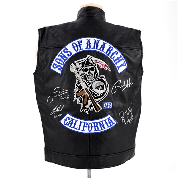 Charlie Hunnam, Ron Perlman, Ryan Hurst and Sons of Anarchy Cast Autographed Leather Vest