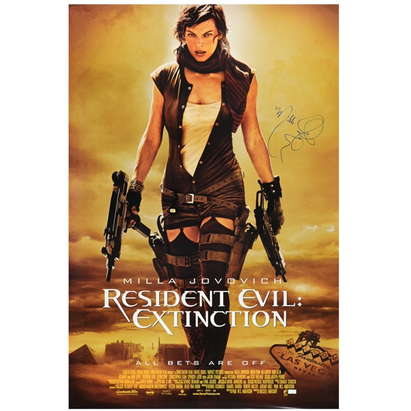 Milla Jovovich Autographed 2007 Resident Evil: Extinction 26.75x39.75 Double-Sided Original Movie Poster