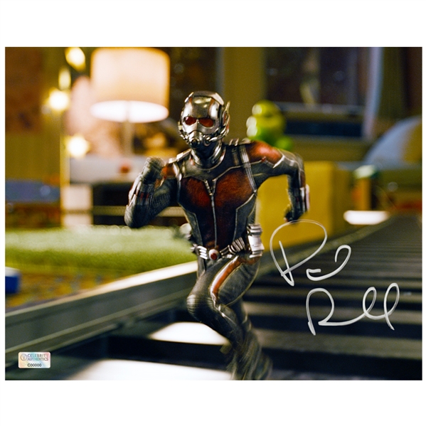 Paul Rudd Autographed Ant-Man Train Tracks 8x10 Photo