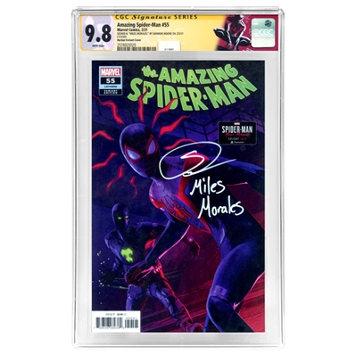 Shameik Moore Autographed 2021 Amazing Spider-Man #55 Horton Variant Miles Morales Cover CGC SS 9.8 (mint)