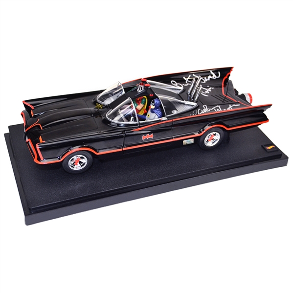  Adam West and Burt Ward Autographed Die-Cast 1:18 Scale Batman 1966 Batmobile