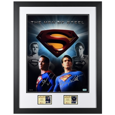 Brandon Routh and Dean Cain Autographed Superman The Men of Steel 16x20 Framed Photo
