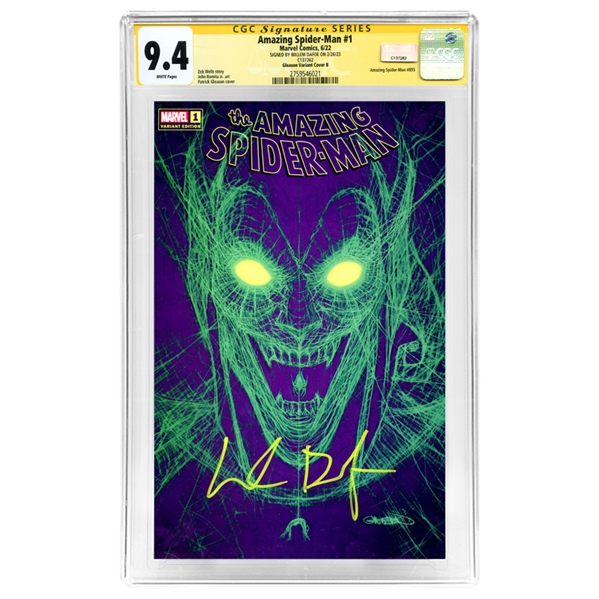 Willem Dafoe Autographed 2022 Amazing Spider-Man #1 Pat Gleason Green Goblin Variant Cover CGC SS 9.4