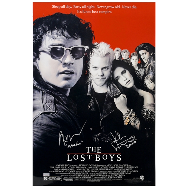  Kiefer Sutherland and Alex Winter Autographed The Lost Boys 16x24 Movie Poster