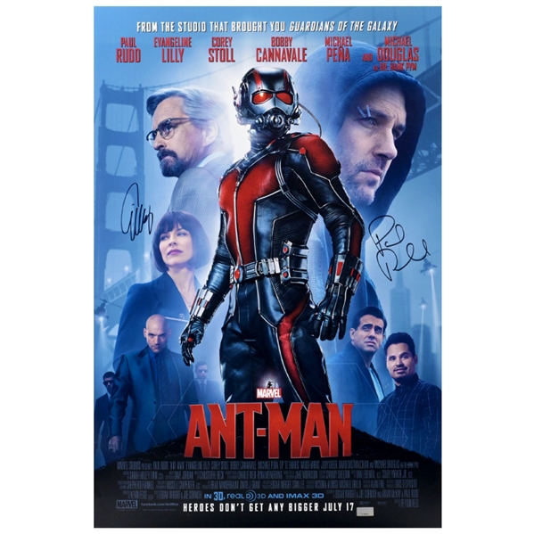  Paul Rudd and Evangeline Lilly Autographed Ant-Man 16x24 Movie Poster