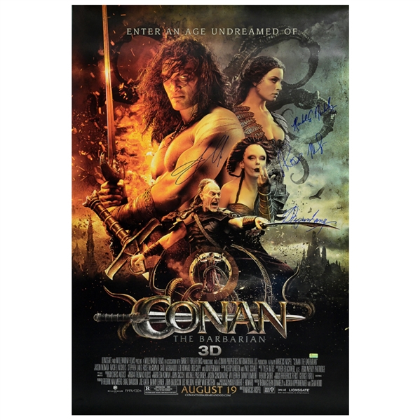 Jason Momoa, Rachel Nichols, Rose McGowan & Stephen Lang Conan the Barbarian Cast Autographed 27x40 Original Movie Poster