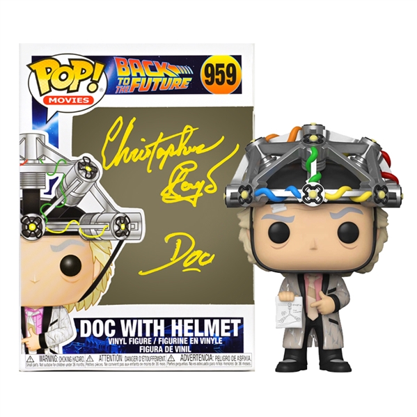 Christopher Lloyd Autographed 1985 Back to the Future Doc Brown with Helmet Pop! Vinyl #959