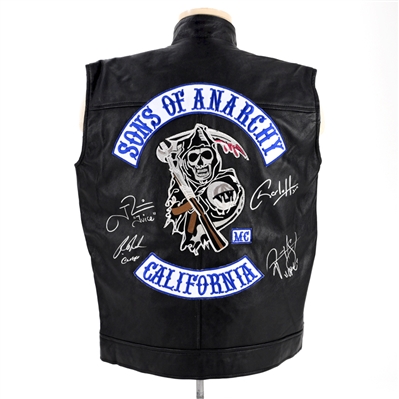   Charlie Hunnam, Ron Perlman, Ryan Hurst and Sons of Anarchy Cast Autographed Leather Vest