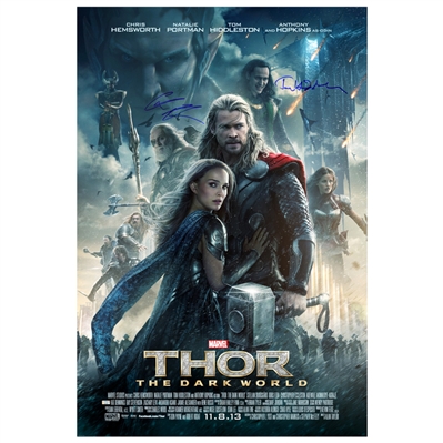 Chris Hemsworth and Tom Hiddleston Autographed Thor: The Dark World 27x40 Original Poster