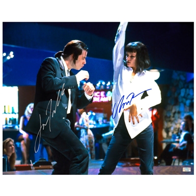 Uma Thurman and John Travolta Autographed Pulp Fiction 16x20 Classic Dance Photo