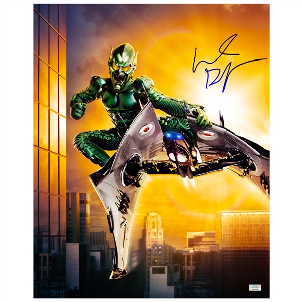  Willem Dafoe Autographed 2002 Spider-Man Green Goblin Glider 16x20 Photo