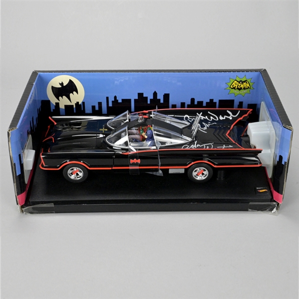  Adam West and Burt Ward Autographed Die-Cast 1:18 Scale Batman 1966 Batmobile