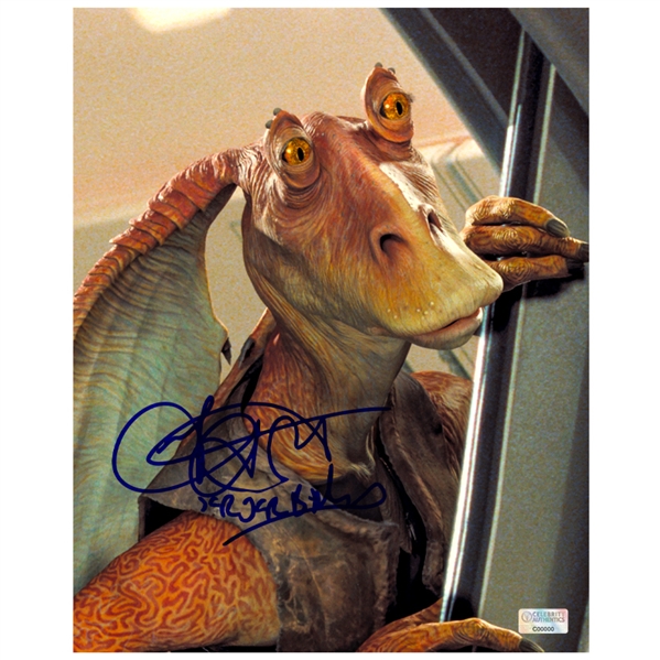 Ahmed Best Autographed Star Wars The Phantom Menace Jar Jar Binks 8x10 Close Up Photo