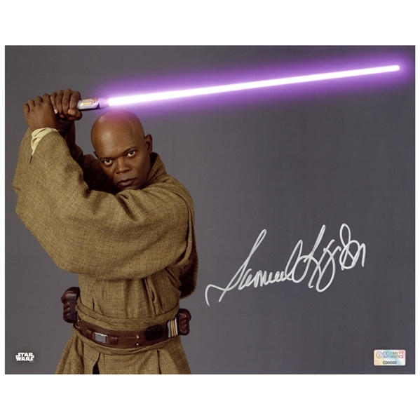  Samuel L. Jackson Autographed Star Wars Mace Windu 8x10 Close Up Photo