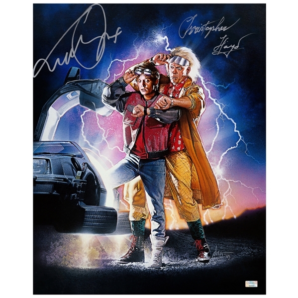 Michael J. Fox and Christopher Lloyd Autographed 16x20 Back to the Future Part II Photo