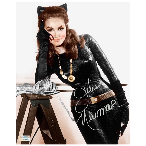 Julie Newmar Autographed Batman Catwoman On Set 8x10 Photo