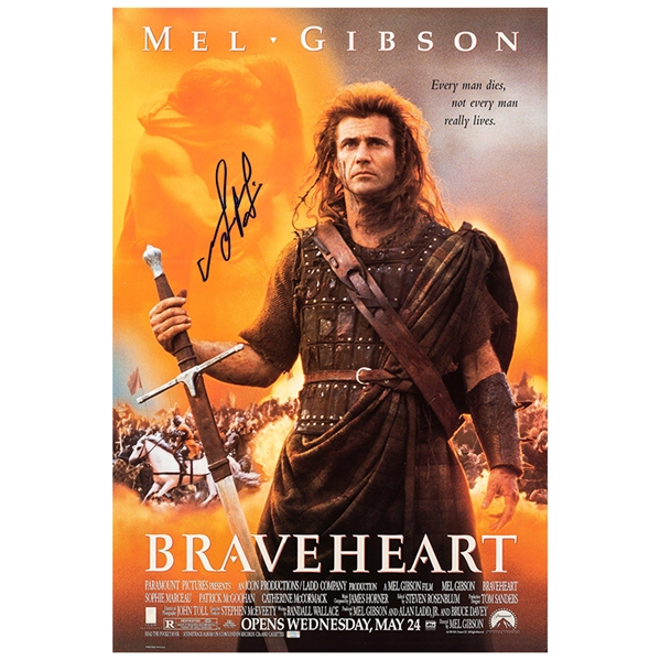  Mel Gibson Autographed 1995 Braveheart 27x40 Single-Sided Movie Poster