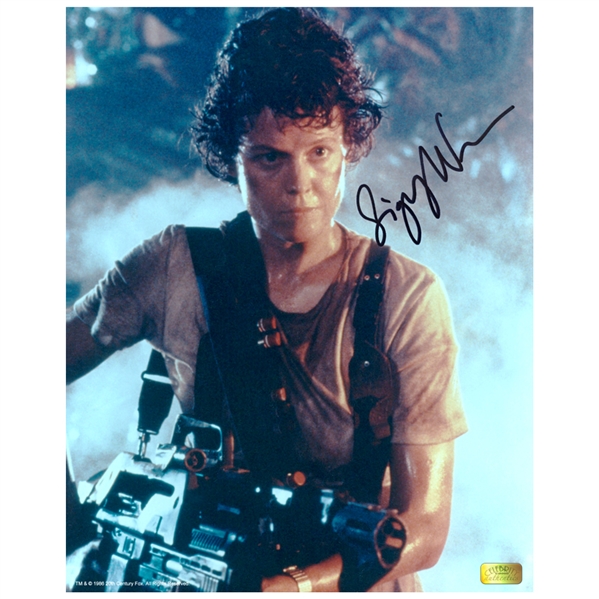 Sigourney Weaver Autographed 8×10 Aliens Battle Ready Photo