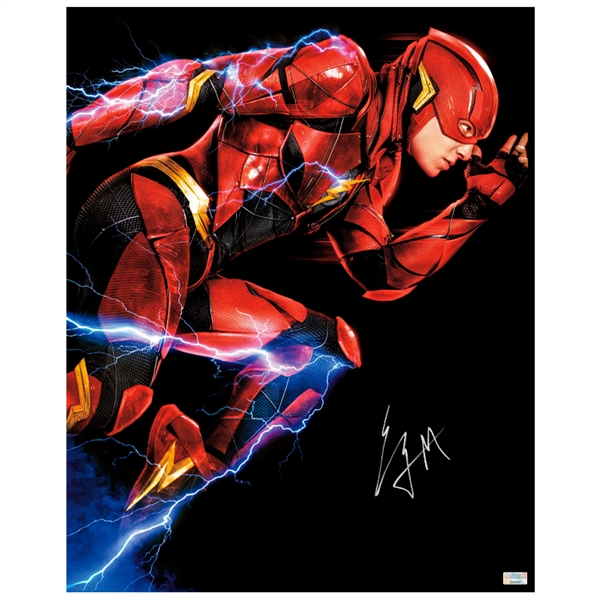 Ezra Miller Autographed 2017 Justice League The Flash Scarlet Speedster 16x20 Photo