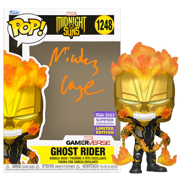  Nicolas Cage Autographed Marvel Midnight Suns Ghost Rider Pop Vinyl Figure #1248 Funko Exclusive