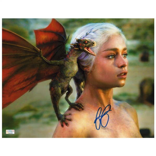  Emilia Clarke Autographed Game of Thrones Daenerys Targaryen 11x14 Photo