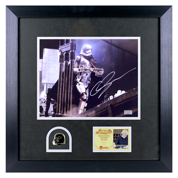 Gwendoline Christie Autographed Star Wars The Force Awakens Captain Phasma Mission Commander 8x10 Photo Framed Display with Collector Pin