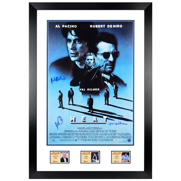  Robert De Niro, Al Pacino, Val Kilmer Autographed 1995 Heat 16x24 Framed Movie Poster