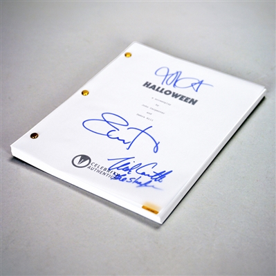 Jamie Lee Curtis, Nick Castle and John Carpenter Autographed Halloween Cast Script