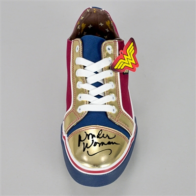 Lynda Carter Autographed Wonder Woman Sneakers with Wonder Woman Inscription