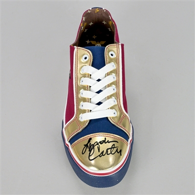 Lynda Carter Autographed Wonder Woman Sneakers with Wonder Woman Inscription