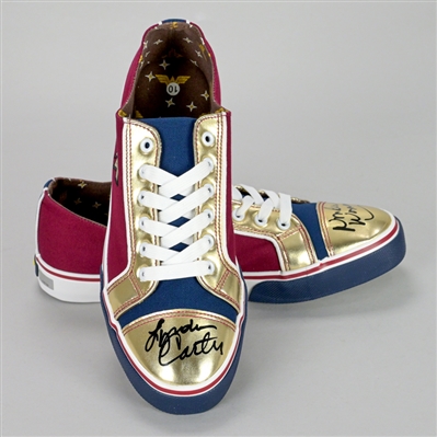 Lynda Carter Autographed Wonder Woman Sneakers with Wonder Woman Inscription