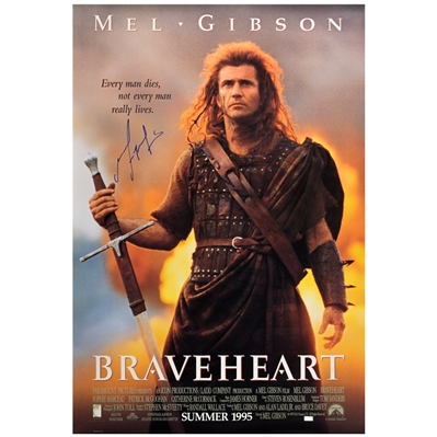 Mel Gibson Autographed 1995 Braveheart 27x40 Original Double Sided Movie Poster