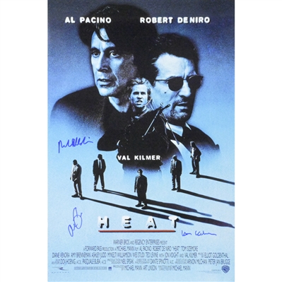 Robert De Niro, Al Pacino, Val Kilmer Autographed 1995 Heat 16x24 Framed Movie Poster