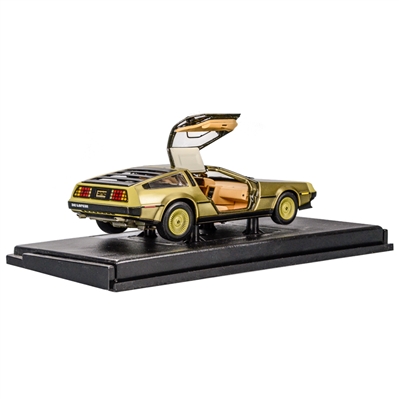 Michael J. Fox Autographed Back to the Future 1:18 Scale Die-Cast Gold DeLorean