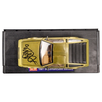 Michael J. Fox Autographed Back to the Future 1:18 Scale Die-Cast Gold DeLorean
