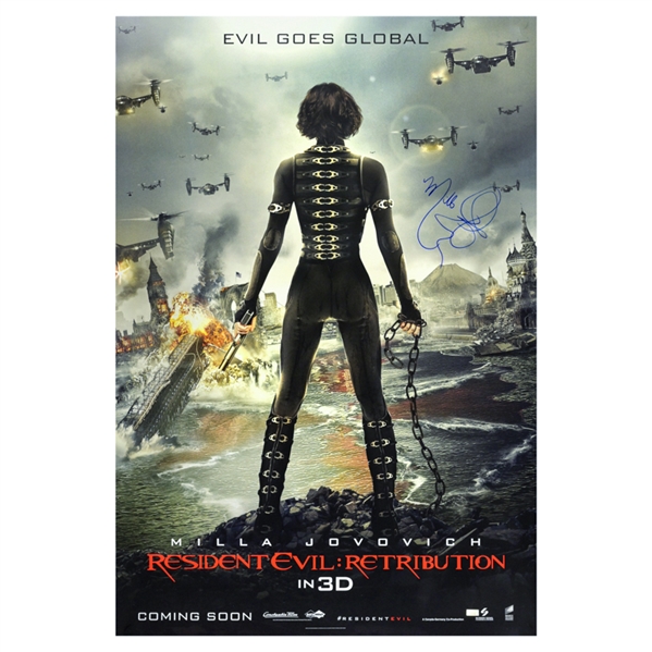 Milla Jovovich Autographed 2012 Resident Evil Retribution 27x40 Original Double-Sided Movie Poster