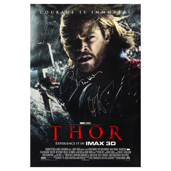 Chris Hemsworth and Tom Hiddleston Autographed Thor Original 27x40 Imax Double-Sided Movie Poster